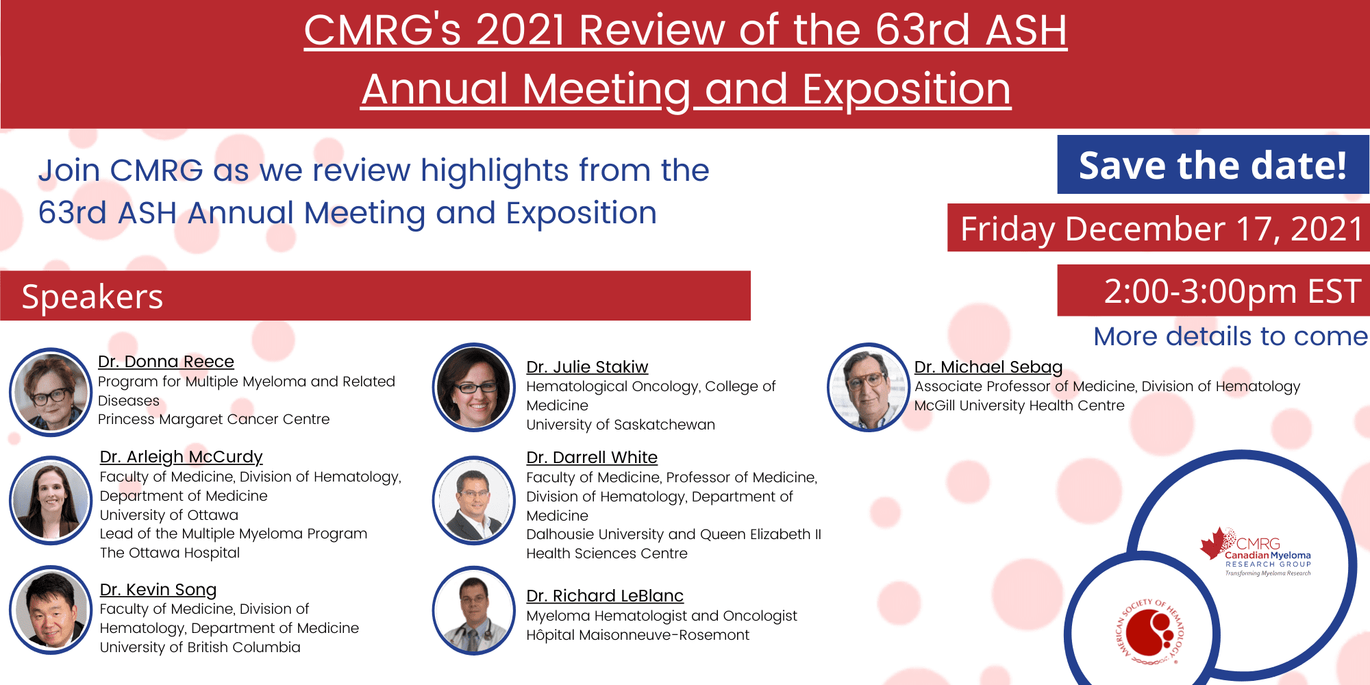 CMRG's Review of the 63rd Annual ASH Meeting and Exposition Canadian